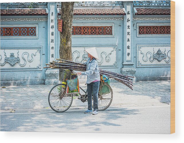 Vietnam Photography Wood Print featuring the photograph Carrying Cane by Marla Brown