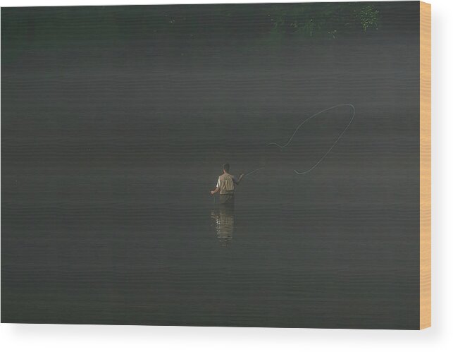 Fishing Wood Print featuring the photograph Cast by Lens Art Photography By Larry Trager
