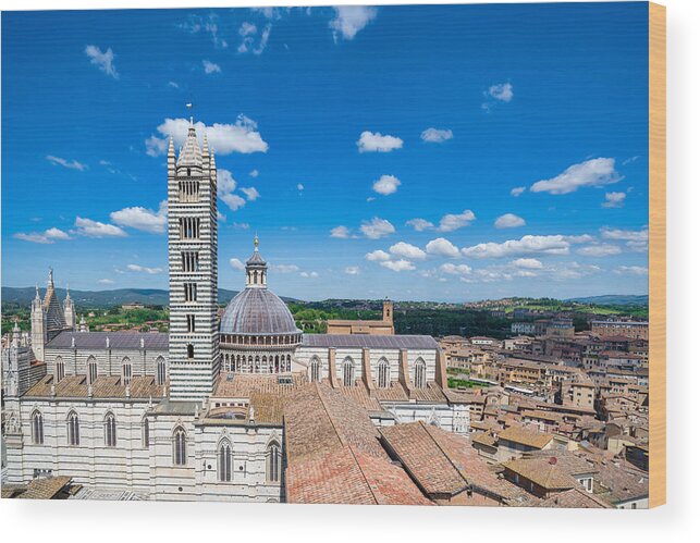 Gothic Style Wood Print featuring the photograph Cathedral of Santa Maria Assunta, Siena, Tuscany by Mauro Tandoi