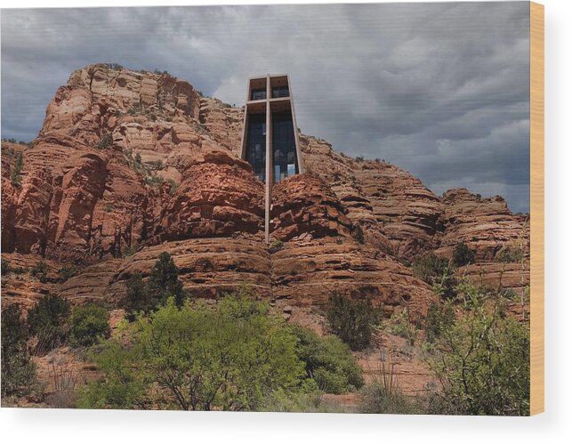 Chapel Wood Print featuring the photograph Chapel in the Red Rocks by Laura Putman