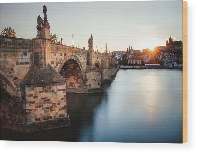 Castle Wood Print featuring the photograph Charles bridge in Prague, czech republic. by Vaclav Sonnek