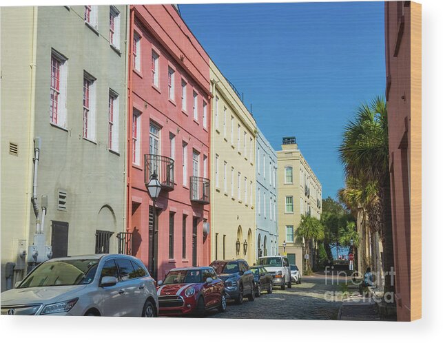 Charleston Wood Print featuring the photograph Charleston Rainbow Row - South Carolina by Sturgeon Photography