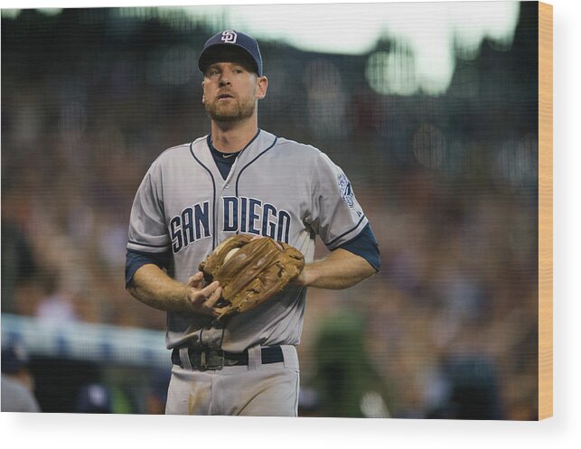 Foul Wood Print featuring the photograph Chase Headley by Dustin Bradford