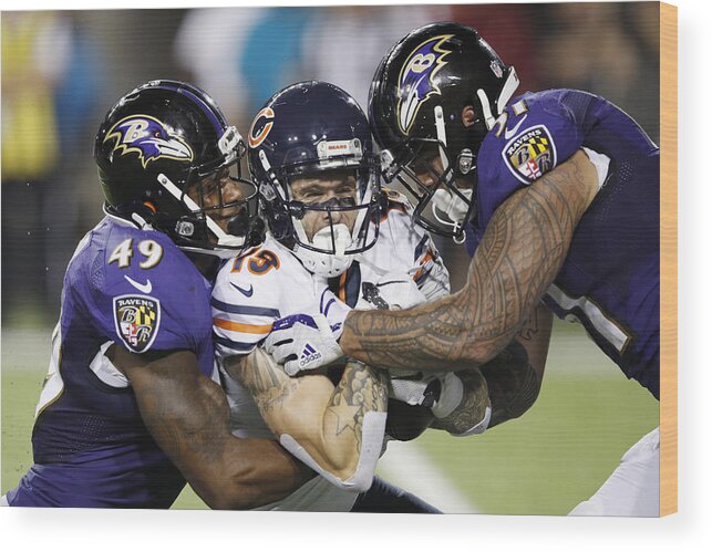 Canton Wood Print featuring the photograph Chicago Bears v Baltimore Ravens by Joe Robbins