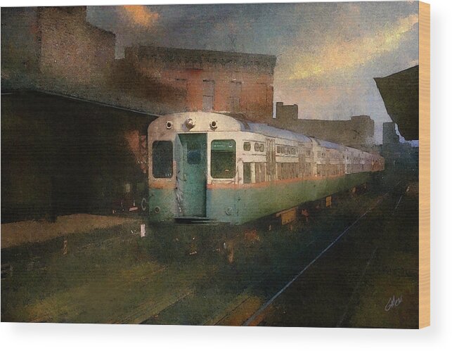 Cta Wood Print featuring the painting Chicago Rapid Transit at Damen Station 1970 by Glenn Galen