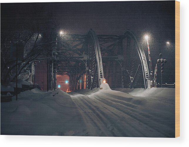 Snow Wood Print featuring the photograph Chicago Winter Storm I by Nisah Cheatham