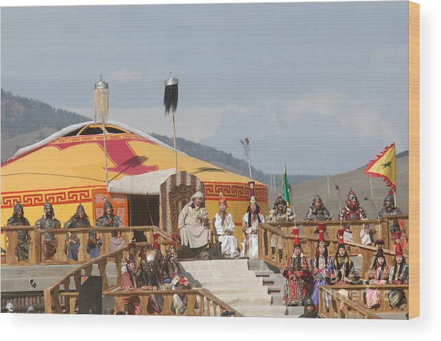Chinggis Khan's Festival Wood Print featuring the photograph Chinggis khan's festival by Elbegzaya Lkhagvasuren