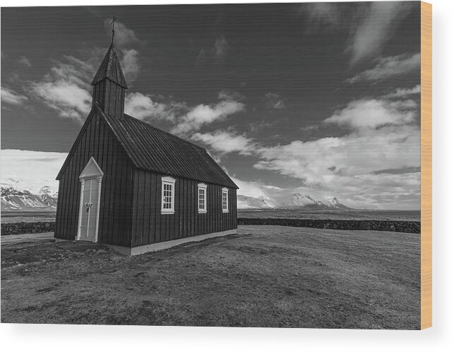 Isolated Wood Print featuring the photograph Church Iceland by Arthur Oleary