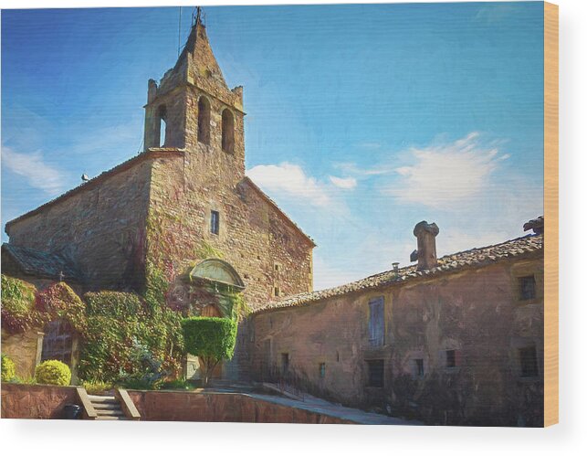 Canvas Wood Print featuring the photograph Church of Santa Maria, Vilanova de Sau - Picturesque Edition by Jordi Carrio Jamila