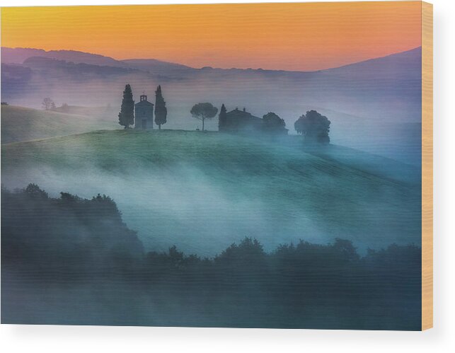 Italy Wood Print featuring the photograph Church On the Hill by Evgeni Dinev