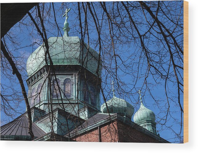 Russian Orthodox Church Wood Print featuring the photograph Church Steeples by Kevin Suttlehan