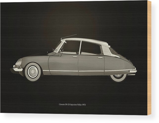 E.u. Wood Print featuring the photograph Citroen DS-23 Injection Pallas Black and White by Jan Keteleer