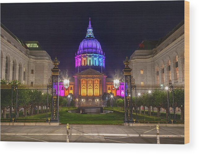 Government Building Wood Print featuring the photograph City Hall Colors by Jonathan Nguyen