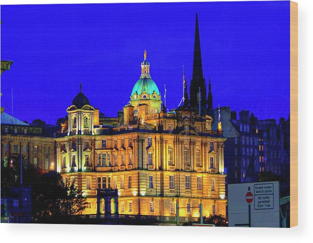 City Of Edinburgh Scotland Wood Print featuring the digital art City of Edinburgh Scotland by SnapHappy Photos