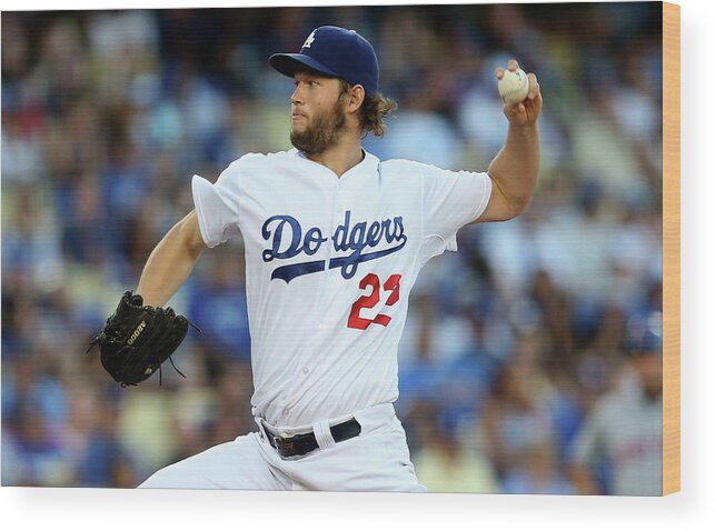 People Wood Print featuring the photograph Clayton Kershaw by Stephen Dunn