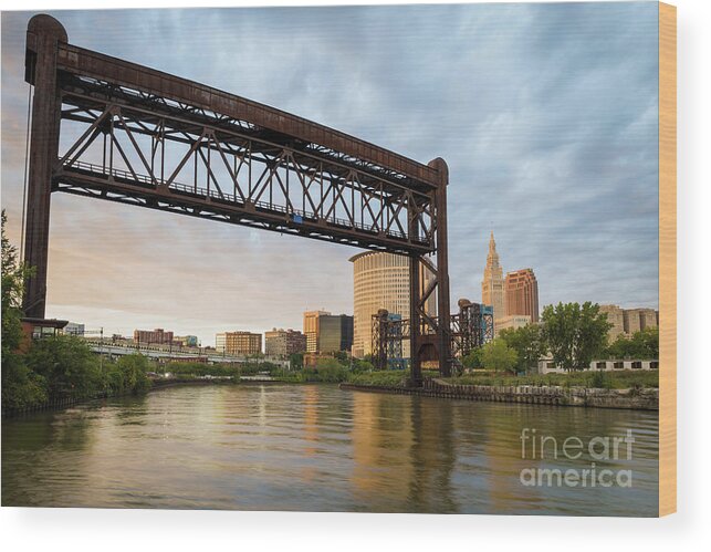 Cleveland Flats Wood Print featuring the photograph Cleveland Flats Draw Bridge by Paul Quinn