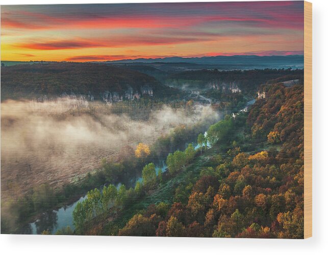 Aglen Village Wood Print featuring the photograph Clouds Above the River by Evgeni Dinev