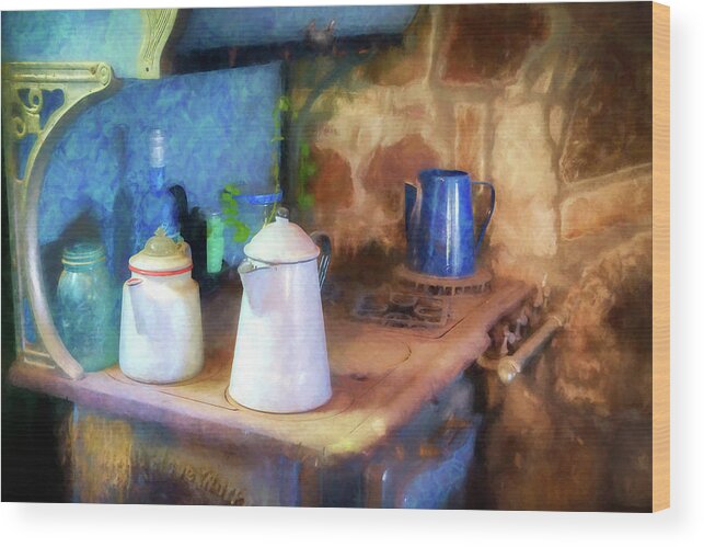 Coffee Pot Wood Print featuring the photograph Coffee Pots by James Barber