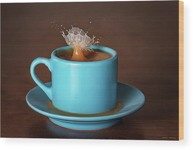 Cup Of Coffee Wood Print featuring the photograph Coffee Splashdown by Michael McKenney