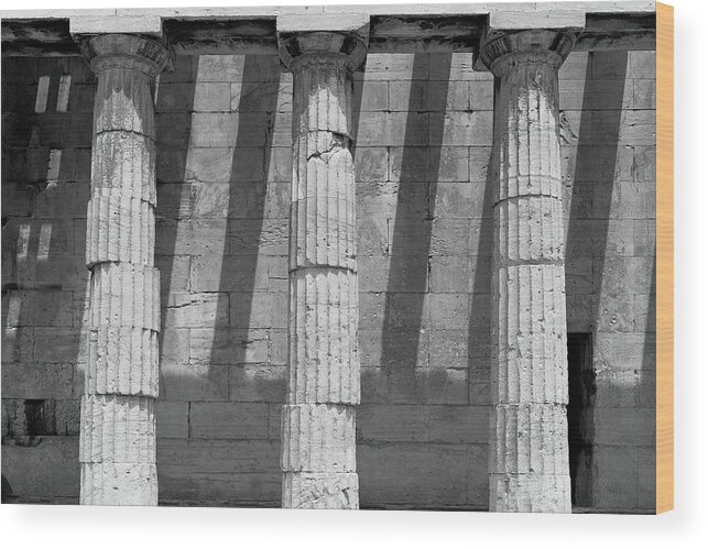Architecture Wood Print featuring the photograph Colonnade, temple of Hephaestus by Spyros Lambrou