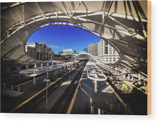 Union Station Wood Print featuring the photograph Color image of Union Station in Denver, Colorado by Phillip Rubino