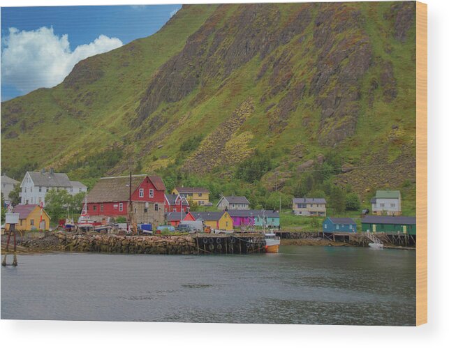 Colorful Wood Print featuring the photograph Colorful Fishing Village in Lofoten by Matthew DeGrushe