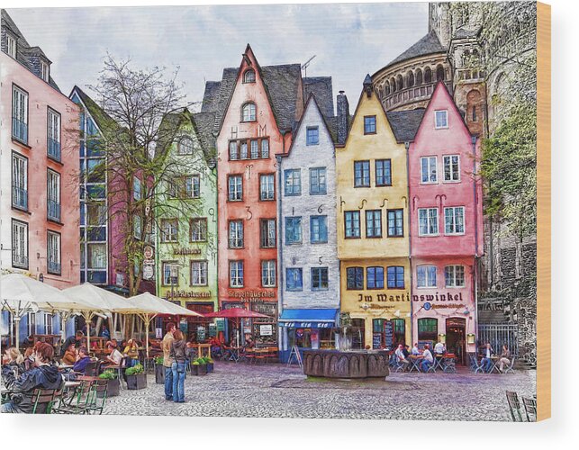 Cologne Wood Print featuring the mixed media Colors of Germany by Tatiana Travelways