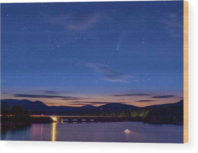 Neowise Wood Print featuring the photograph Comet Neowise Catskills NY by Susan Candelario