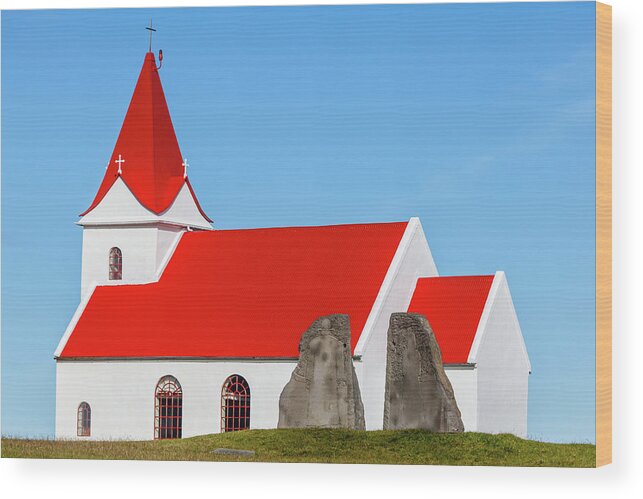 Iceland Wood Print featuring the photograph Concrete Church of Iceland by David Letts