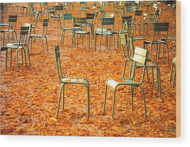 Paris Wood Print featuring the photograph Two Chairs by Claude Taylor