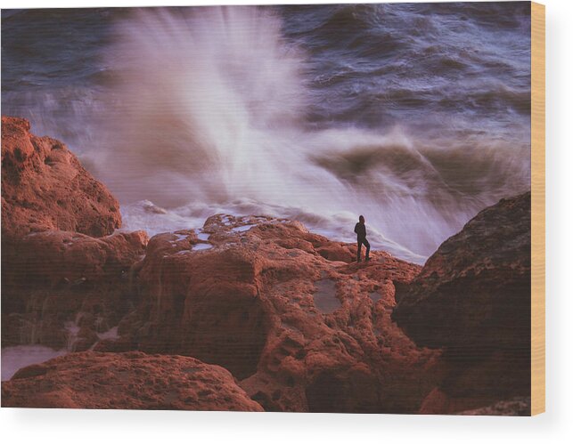 Seascape Wood Print featuring the photograph Confrontation by Sina Ritter