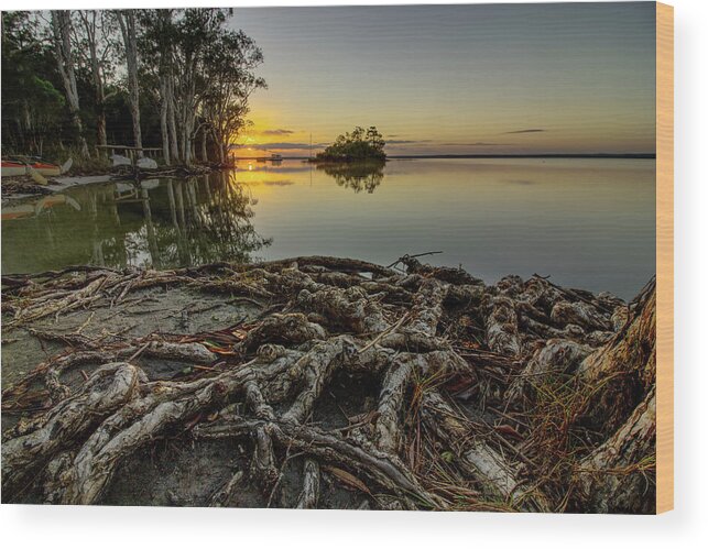 Sunrise Wood Print featuring the photograph Connected Sunrise by Nicolas Lombard