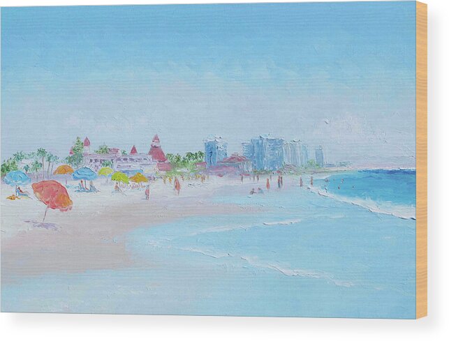 Beach Wood Print featuring the painting Coronado Beach San Diego Impression by Jan Matson