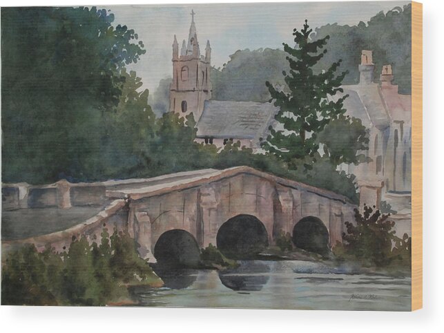 Stone Bridge Wood Print featuring the painting Cotswold area by Heidi E Nelson