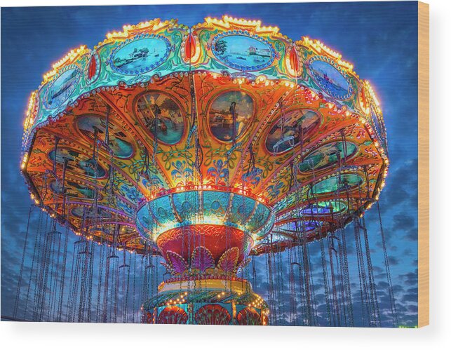 Swing Ride Wood Print featuring the photograph County Fair Swing Ride by Mark Andrew Thomas