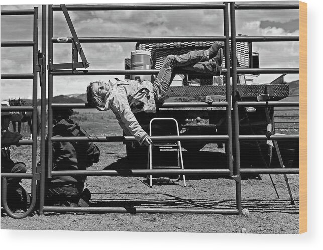 Ranch Wood Print featuring the photograph Cowgirl chilling by Julieta Belmont