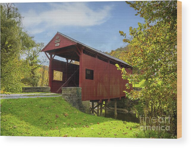 Washington County Wood Print featuring the photograph Crawford Bridge, Washington County, PA by Sturgeon Photography