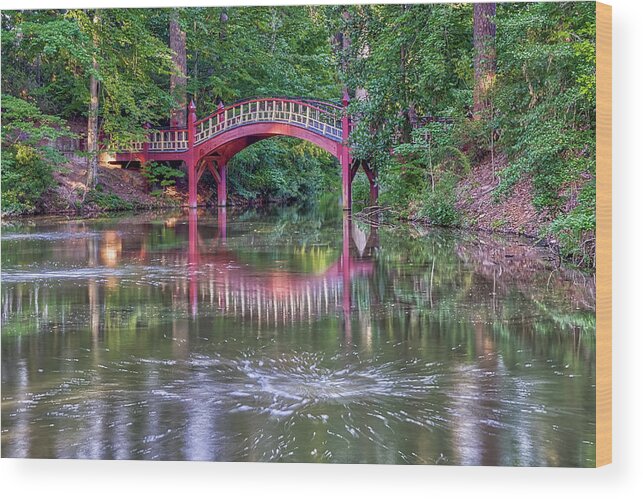 Crim Dell Bridge Wood Print featuring the photograph Crim Dell Bridge Reflected by Jerry Gammon