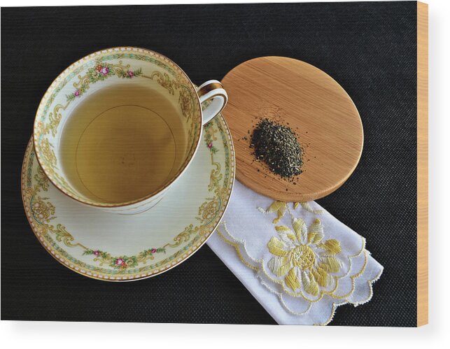 Green Tea Wood Print featuring the photograph Cup Of Green Tea by Kathy K McClellan