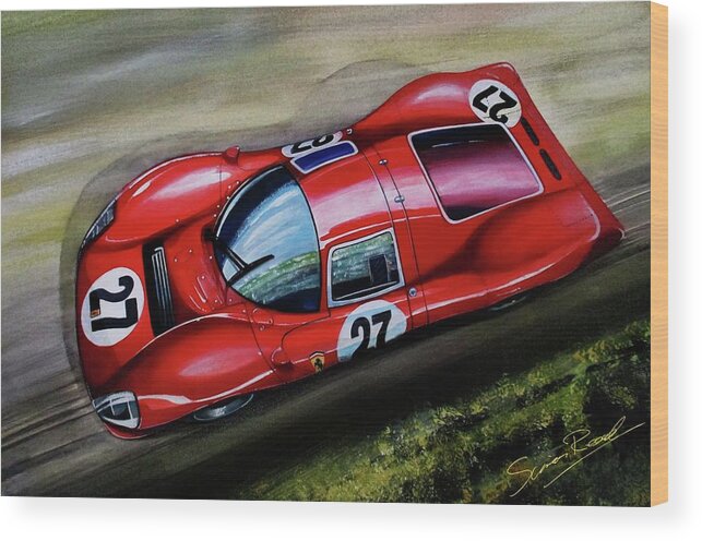 Ferrari Wood Print featuring the painting Curvy Beauty by Simon Read
