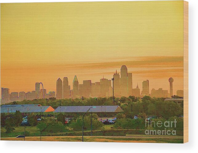 Cityscape Wood Print featuring the photograph Dallas Texas Skyline by Diana Mary Sharpton