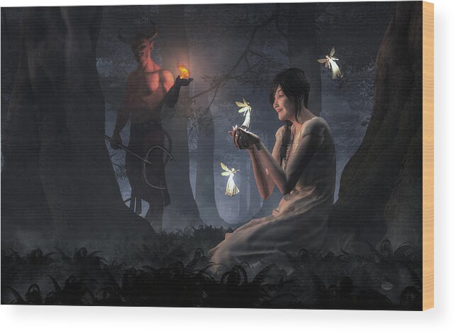 Dance Of The Midnight Fairies Wood Print featuring the digital art Dance of the Midnight Fairies by Daniel Eskridge