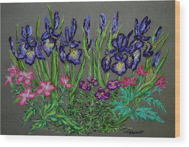 Iris Wood Print featuring the painting Dancing Iris by Collette Hurst