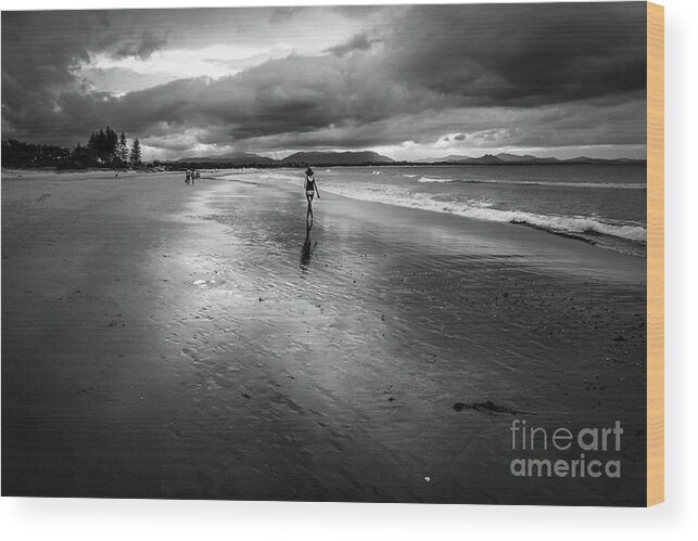 Dark Wood Print featuring the photograph Dark beach by Susan Vineyard