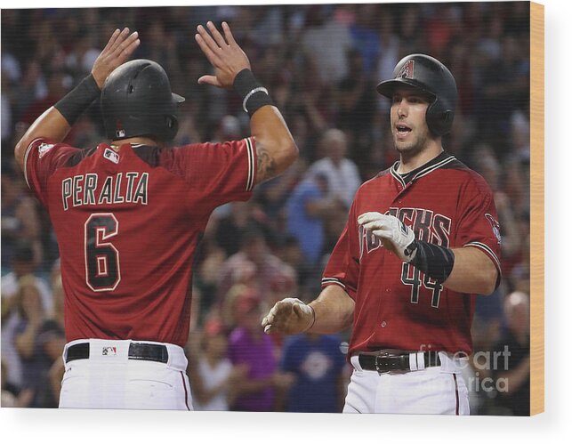 People Wood Print featuring the photograph David Peralta and Paul Goldschmidt by Christian Petersen