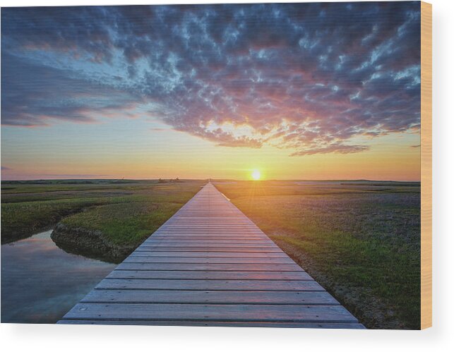 Cape Cod Wood Print featuring the photograph Dawn at the Sandwich Boardwalk by Kristen Wilkinson