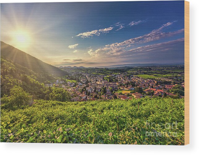 Valdobbiadene Wood Print featuring the photograph Dawn of a new day  by The P