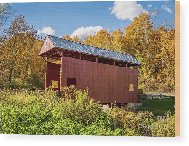 Day Bridge Wood Print featuring the photograph Day Covered Bridge, View 1, Washington County, PA by Sturgeon Photography