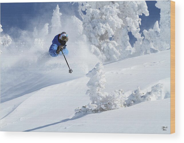 Utah Wood Print featuring the photograph Deep Powder Skier - Snowbird, Utah by Brett Pelletier