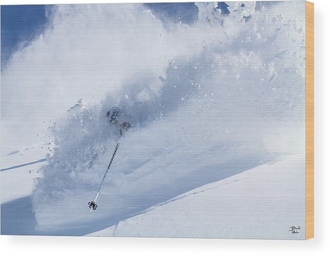 Utah Wood Print featuring the photograph Deep Powder Skier - Snowbird, Utah - IMG_5472e by Brett Pelletier
